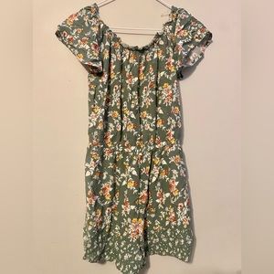 So, extra small, green, floral romper